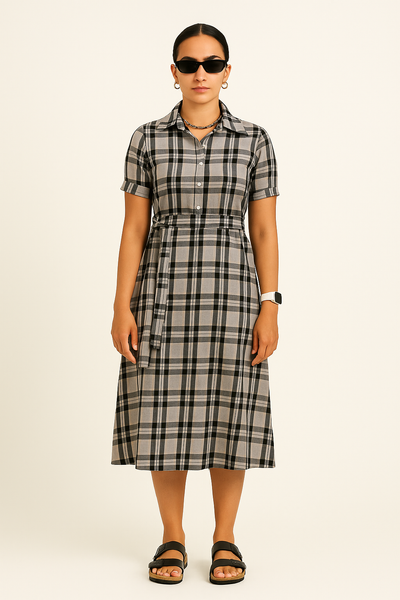 Premium Cotton Grey Midi Dress