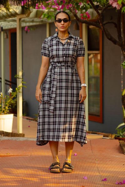 Premium Cotton Grey Midi Dress