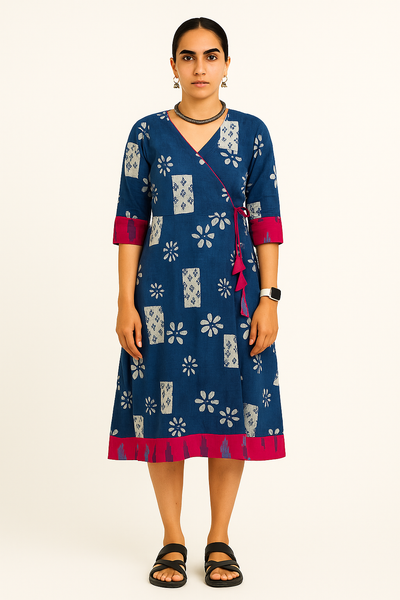 Indigo Cotton Blue Midi Dress