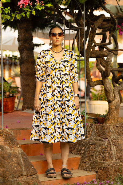 Premium Cotton Yellow Midi Dress