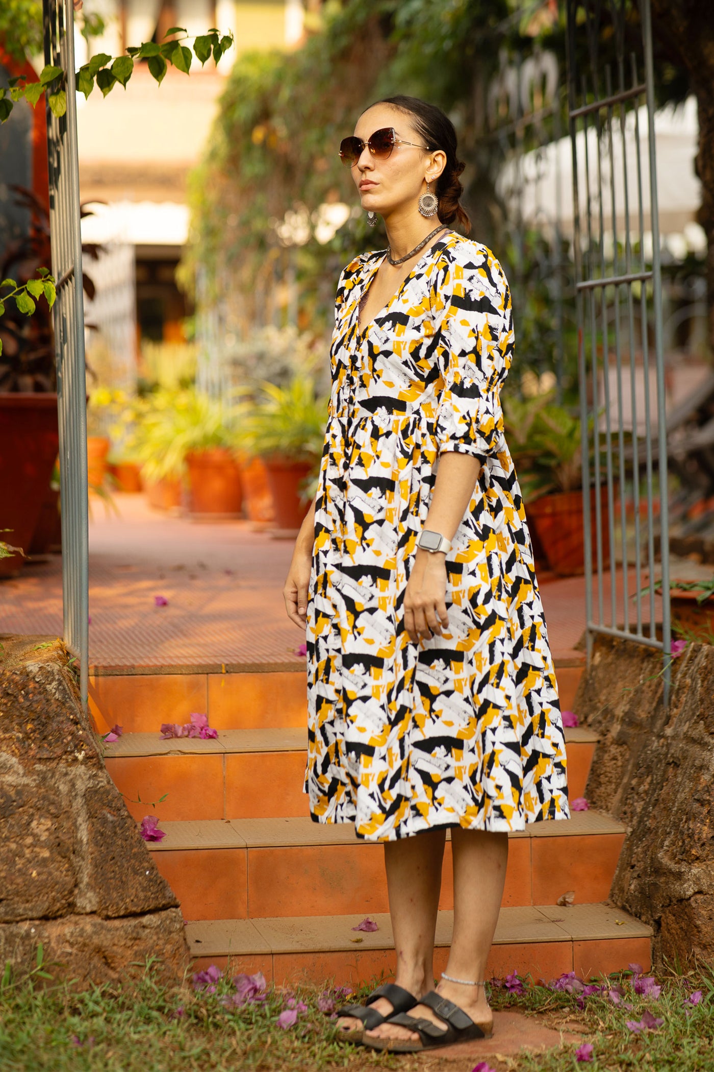Premium Cotton Yellow Midi Dress