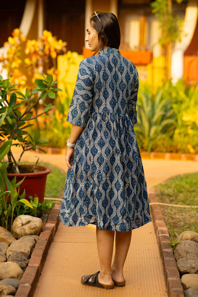 Indigo Cotton Blue Midi Dress