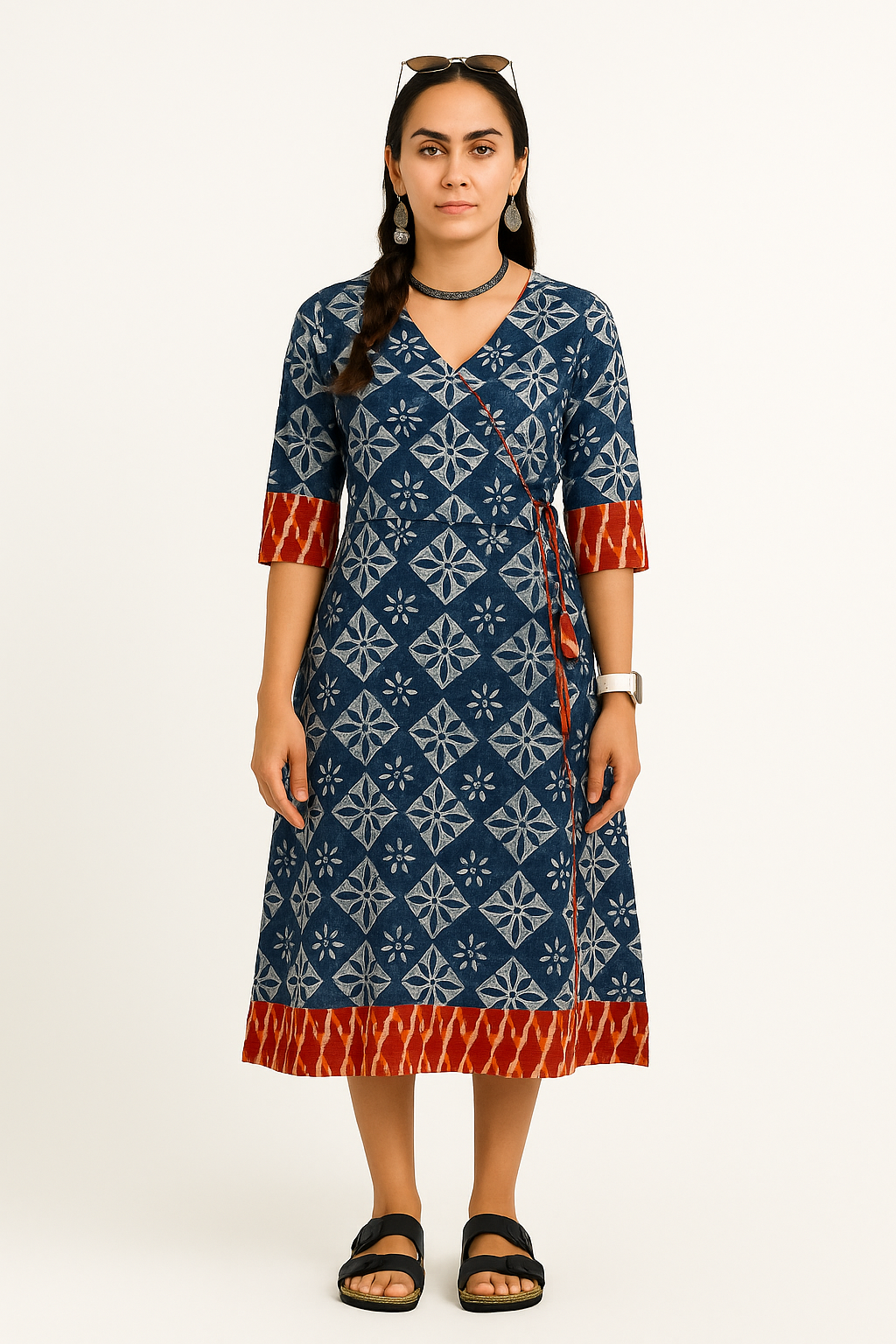 Indigo Cotton Blue Midi Dress