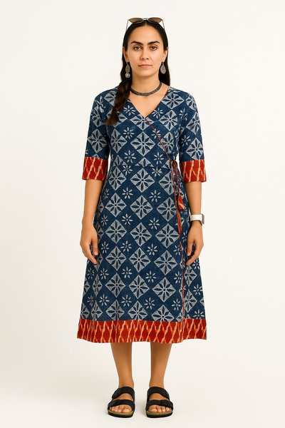 Indigo Cotton Blue Midi Dress