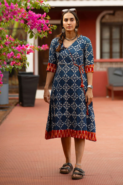 Indigo Cotton Blue Midi Dress