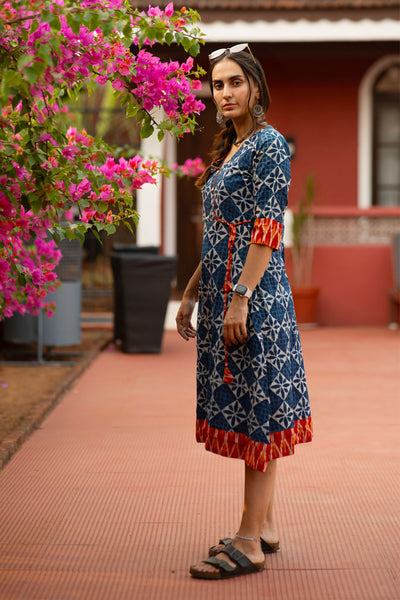 Indigo Cotton Blue Midi Dress