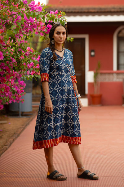 Indigo Cotton Blue Midi Dress