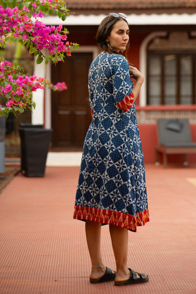 Indigo Cotton Blue Midi Dress