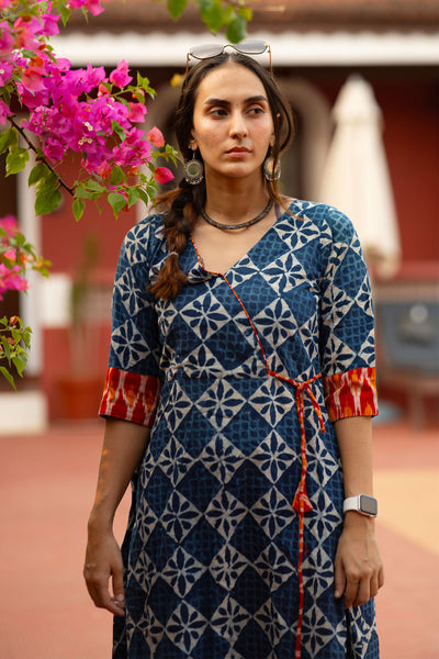 Indigo Cotton Blue Midi Dress