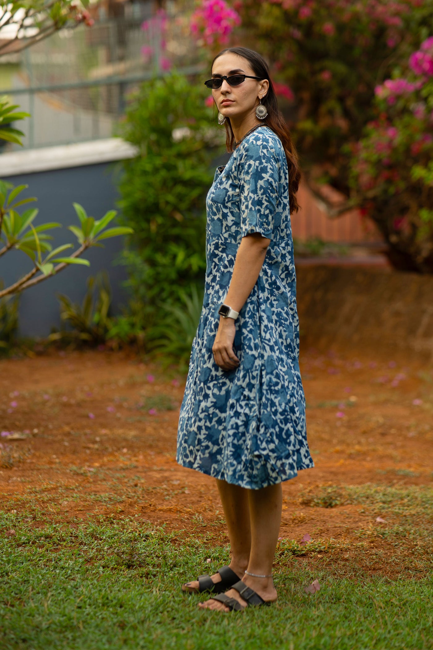 Indigo Cotton Blue Midi Dress
