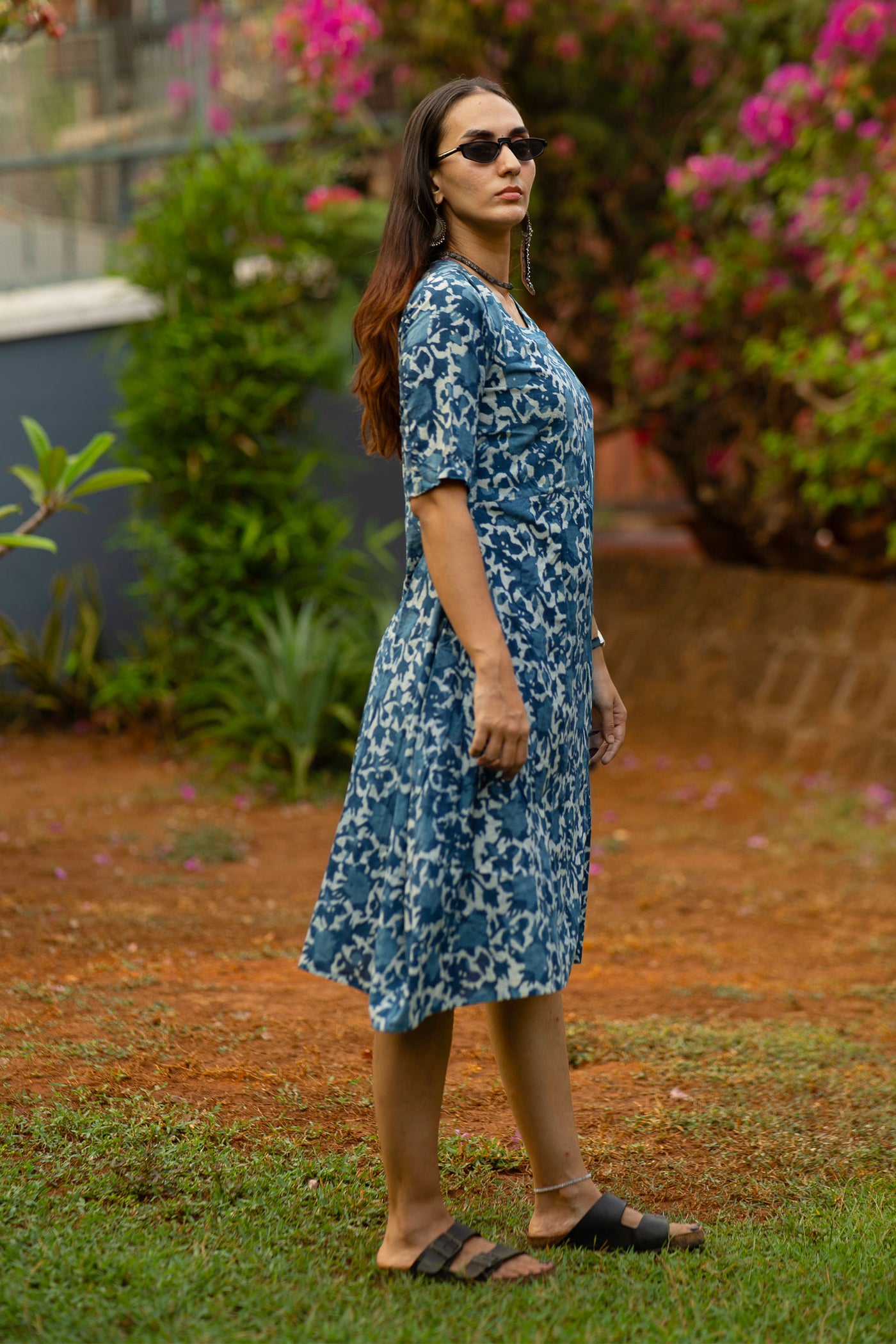 Indigo Cotton Blue Midi Dress