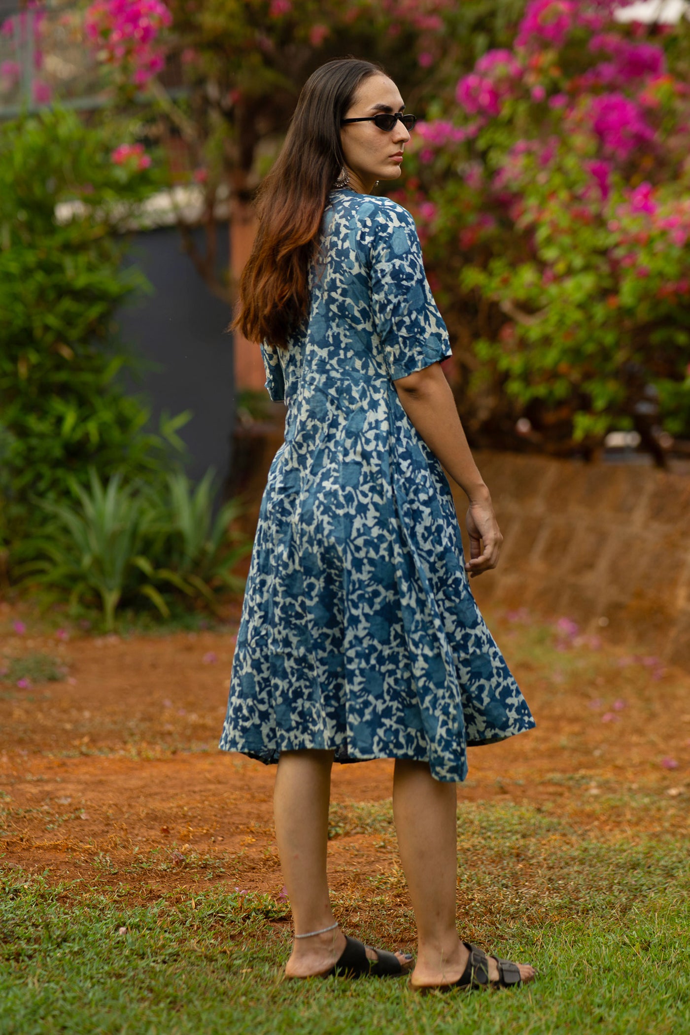 Indigo Cotton Blue Midi Dress