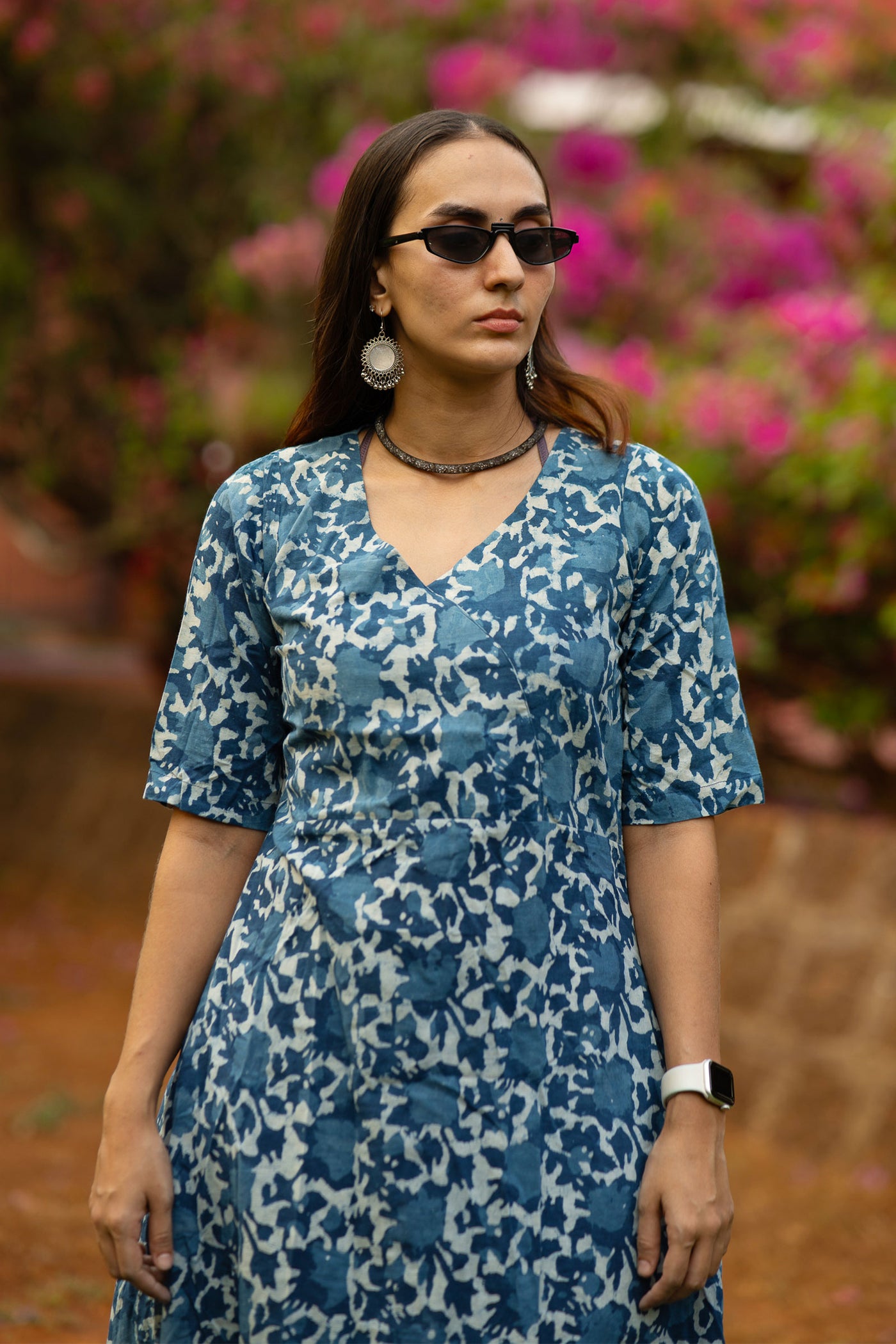 Indigo Cotton Blue Midi Dress