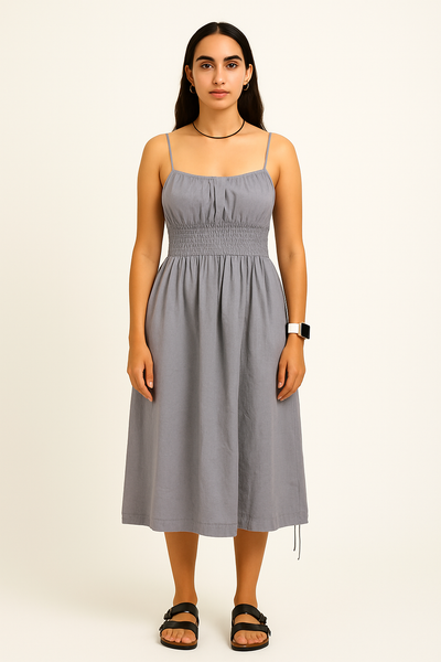 Premium Cotton White Midi Dress