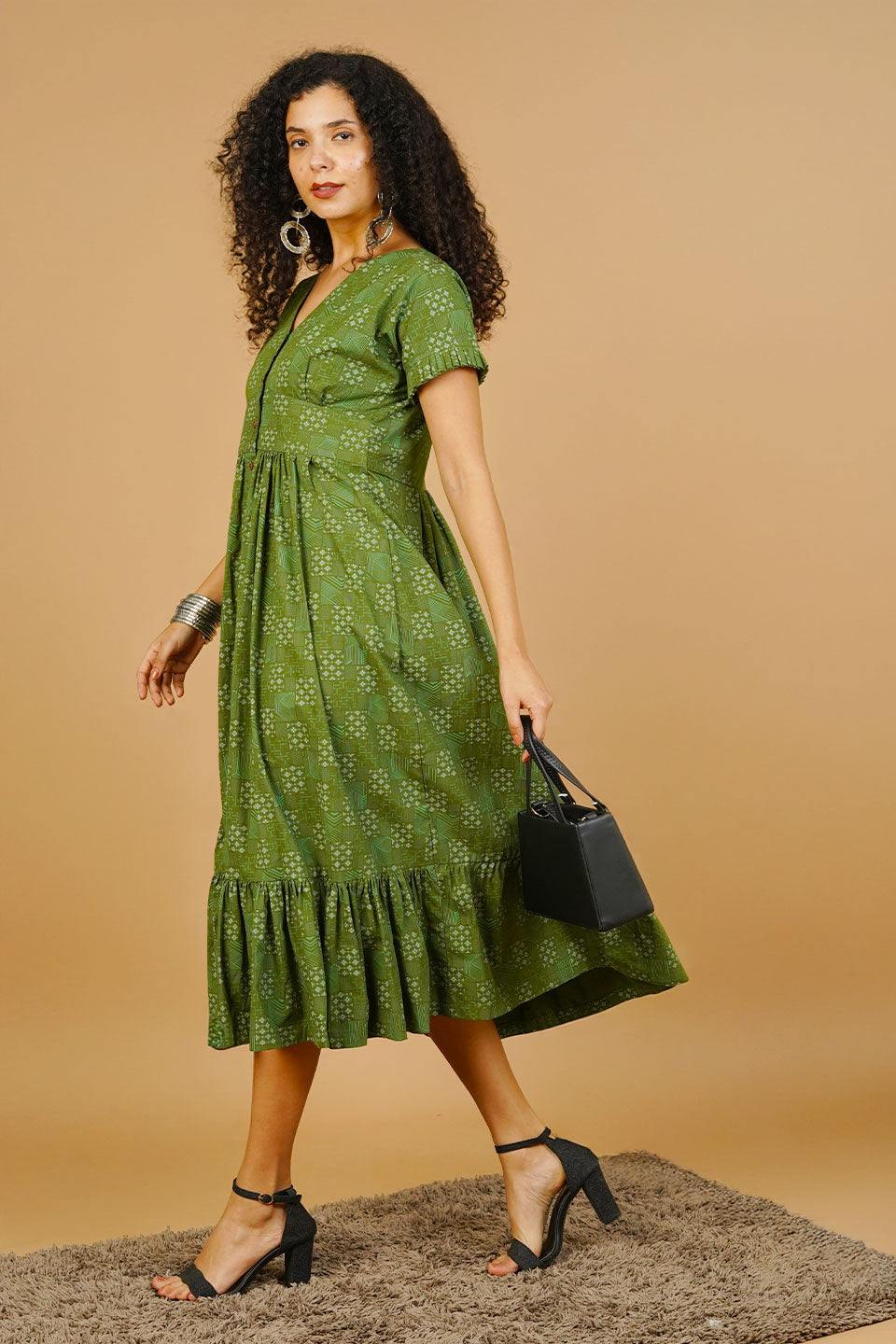 Green Premium Cotton Cotton Dress