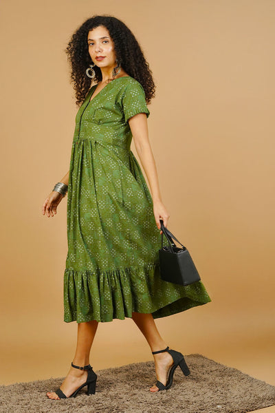 Green Premium Cotton Cotton Dress