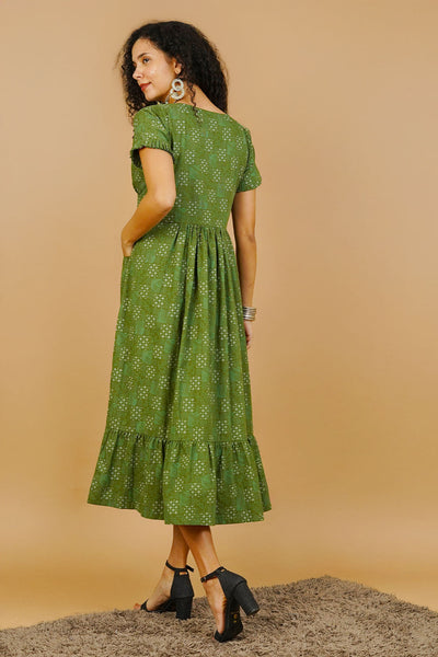 Green Premium Cotton Cotton Dress