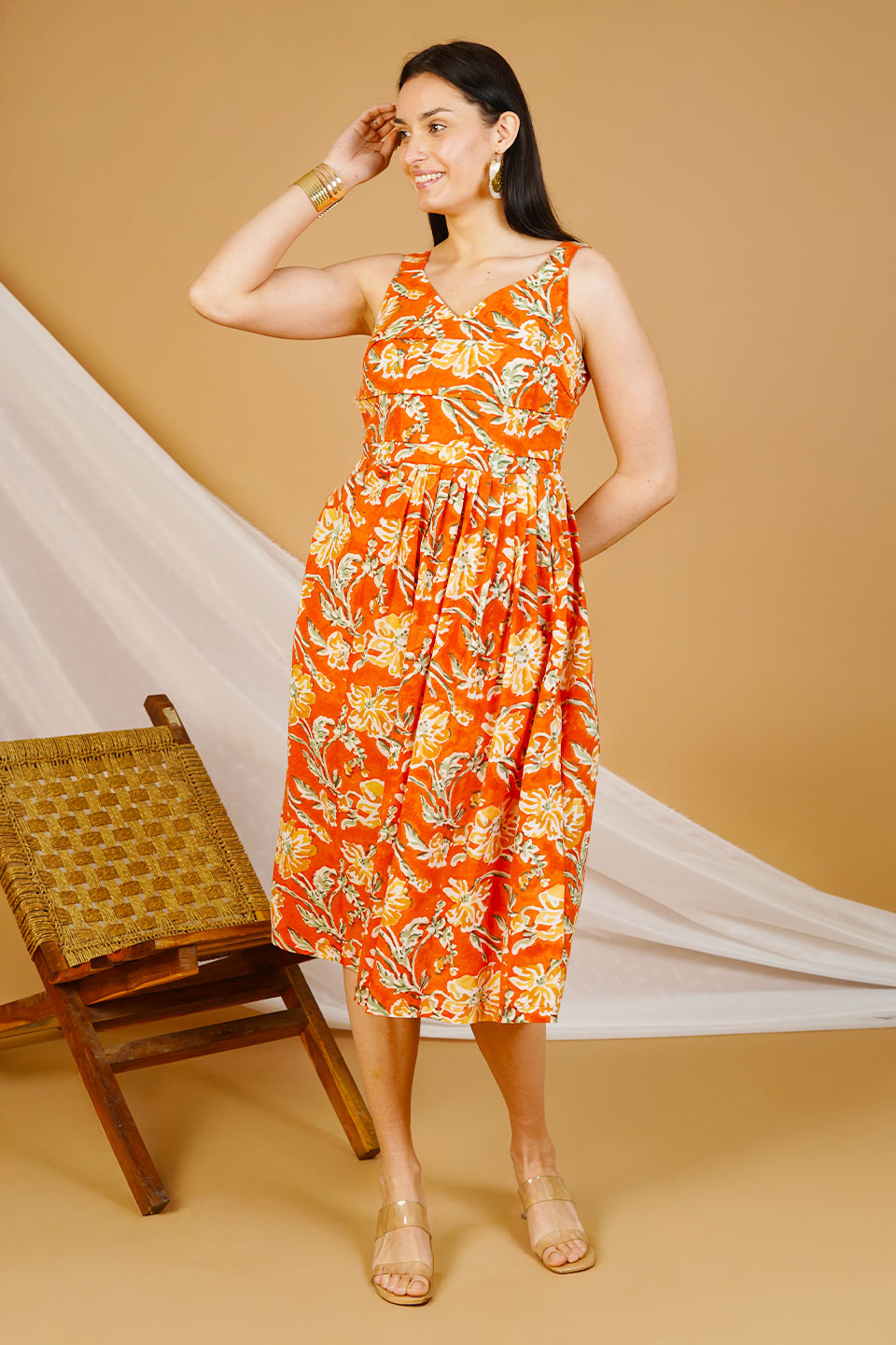 jaipur cotton dress Orange Midi Size:US Mens 7/Womens 8.5 poppy.dolly.twins #15 – Bodycon FUNERAL DRESS length maxi (approx