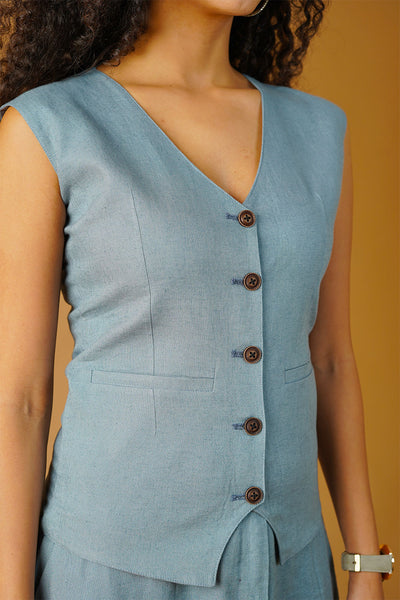 Grey Linen Skirt Co-ord Set