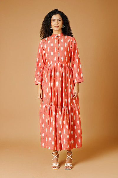 Ikat Pink Floor Length Dress 