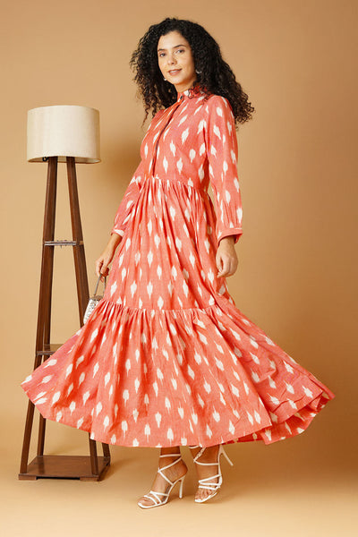 Vestido de longitud de piso rosa ikat