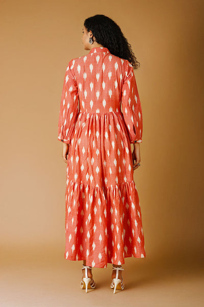 Vestido de longitud de piso rosa ikat