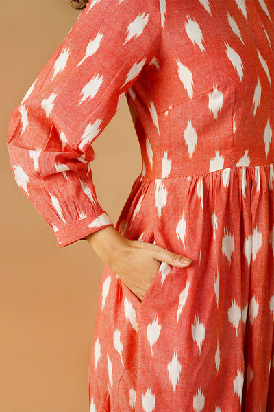 Vestido de longitud de piso rosa ikat