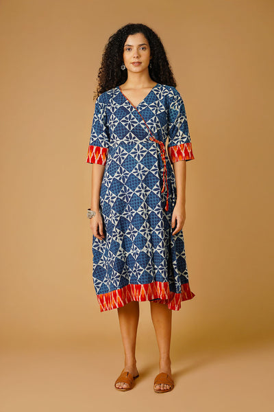 Indigo Cotton Blue Midi Dress