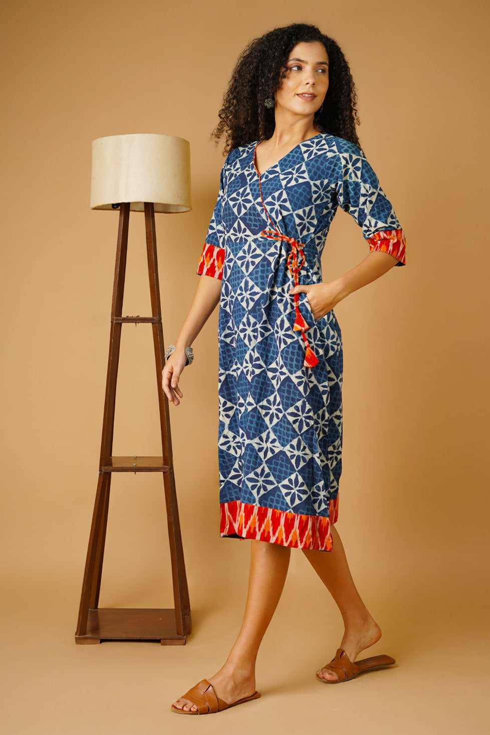 Indigo Cotton Blue Midi Dress