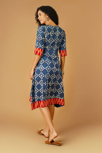 Indigo Cotton Blue Midi Dress