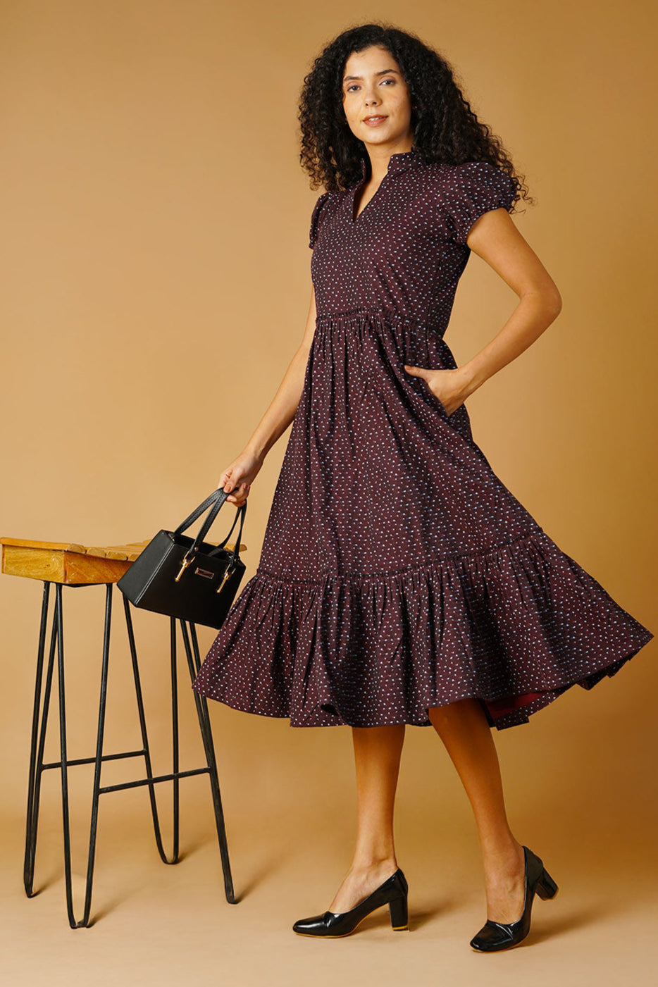 Vestido de midi de algodón de algodón premium