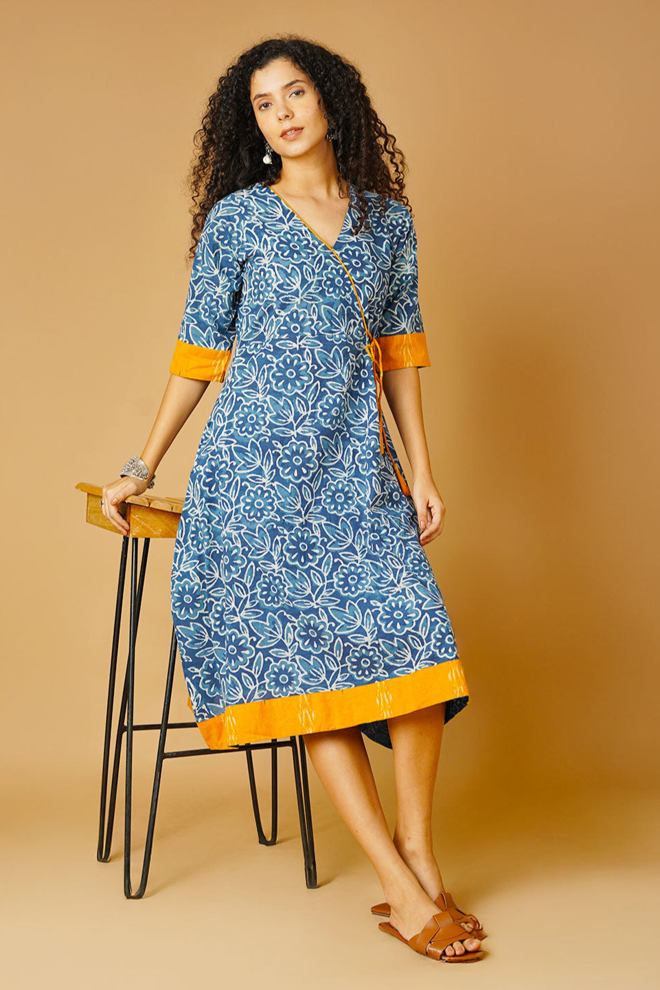 Indigo Cotton Blue Midi Dress