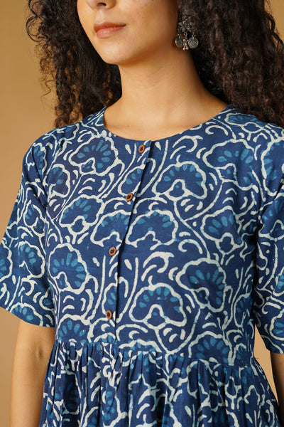 Indigo Cotton Blue Midi Dress