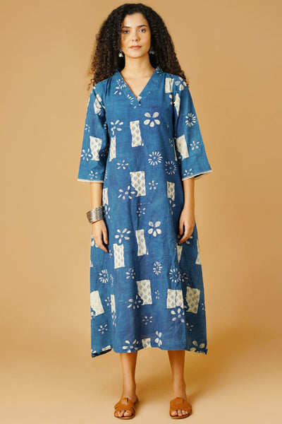 Indigo Cotton Blue Maxi Dress