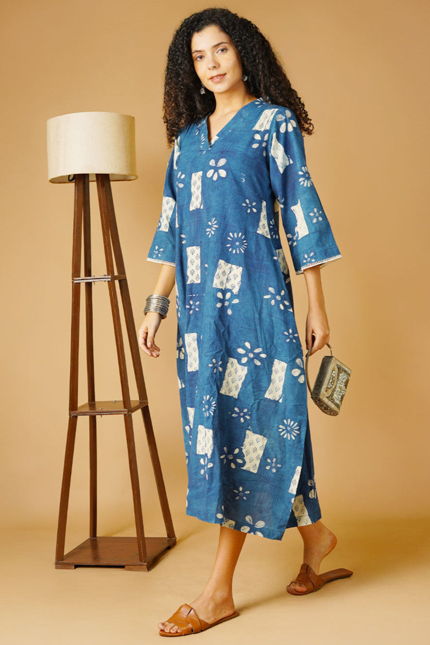 Indigo Cotton Blue Maxi Dress