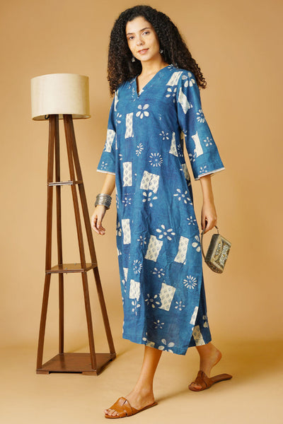 Indigo Cotton Blue Maxi Dress