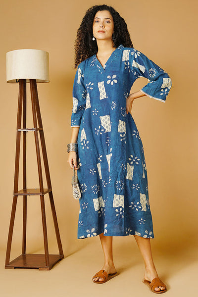 Indigo Cotton Blue Maxi Dress