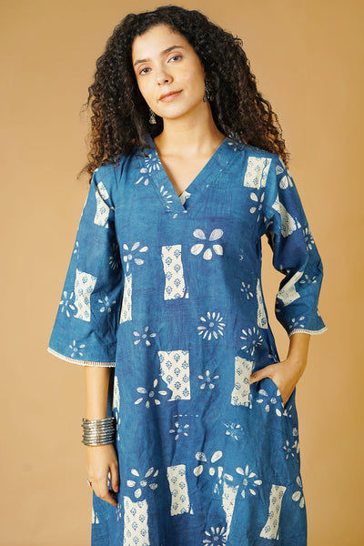 Indigo Cotton Blue Maxi Dress