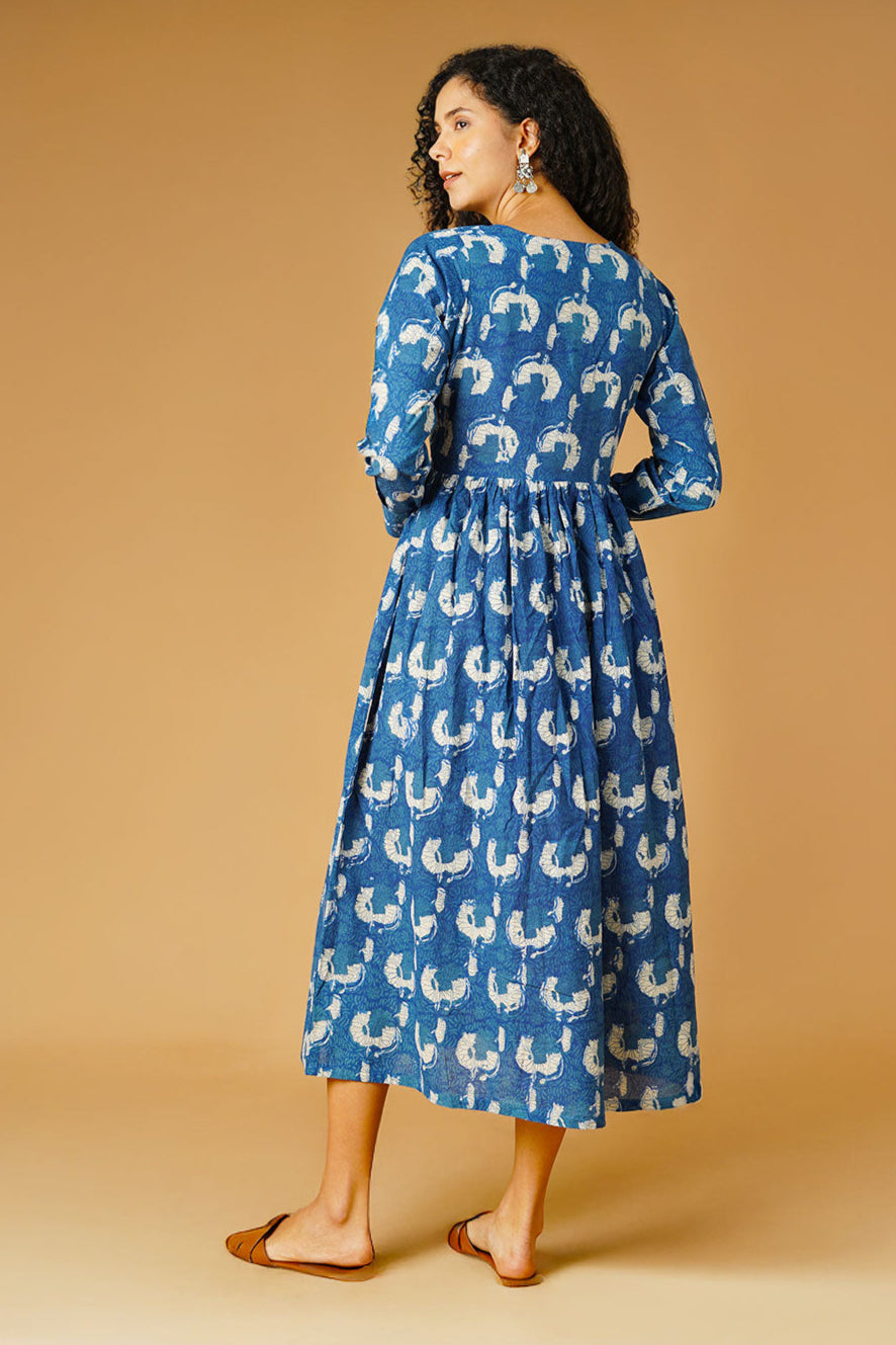 Indigo Cotton Blue Midi Dress Indigo Cotton Blue Midi Dress