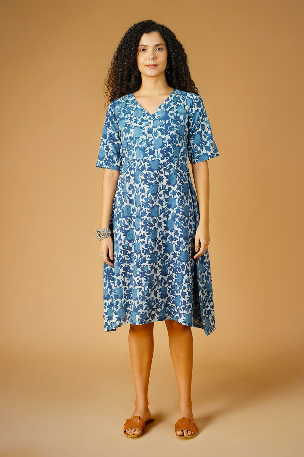 Indigo Cotton Blue Midi Dress