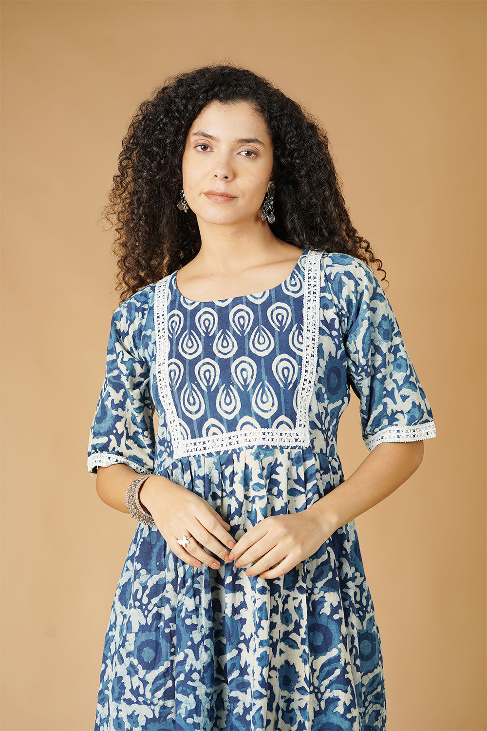Indigo Cotton Blue Midi Dress