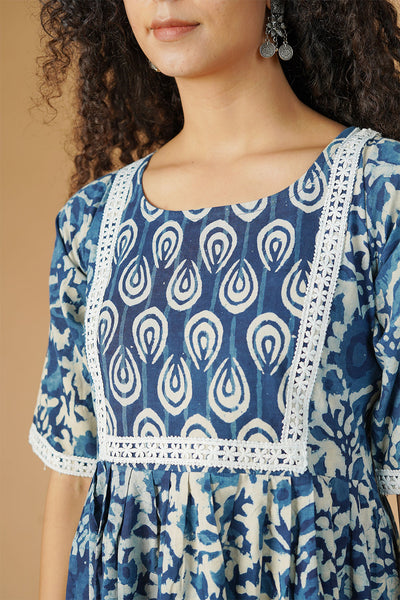Indigo Cotton Blue Midi Dress