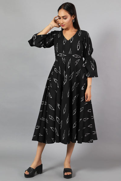 Vestido negro Ikat Midi