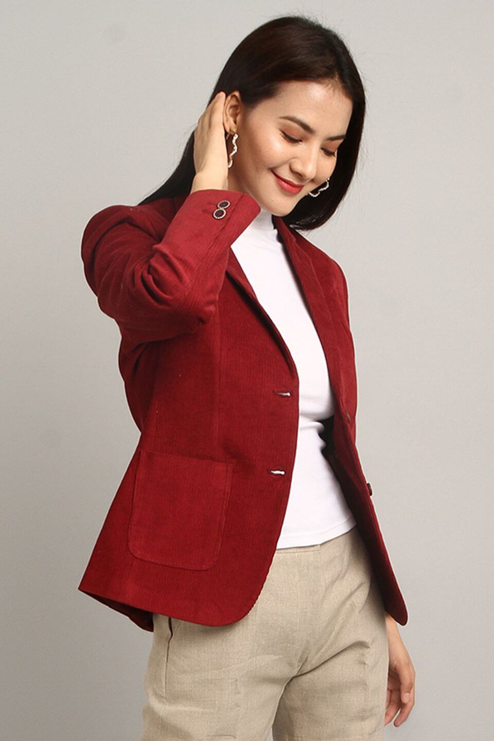 Corduroy Red Cotton Bazer