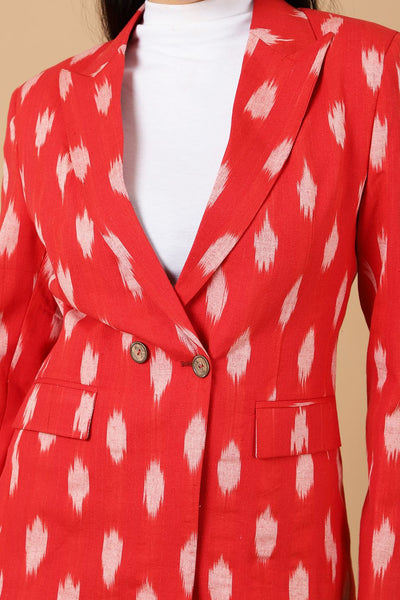 Ikat Red Cotton Blazer