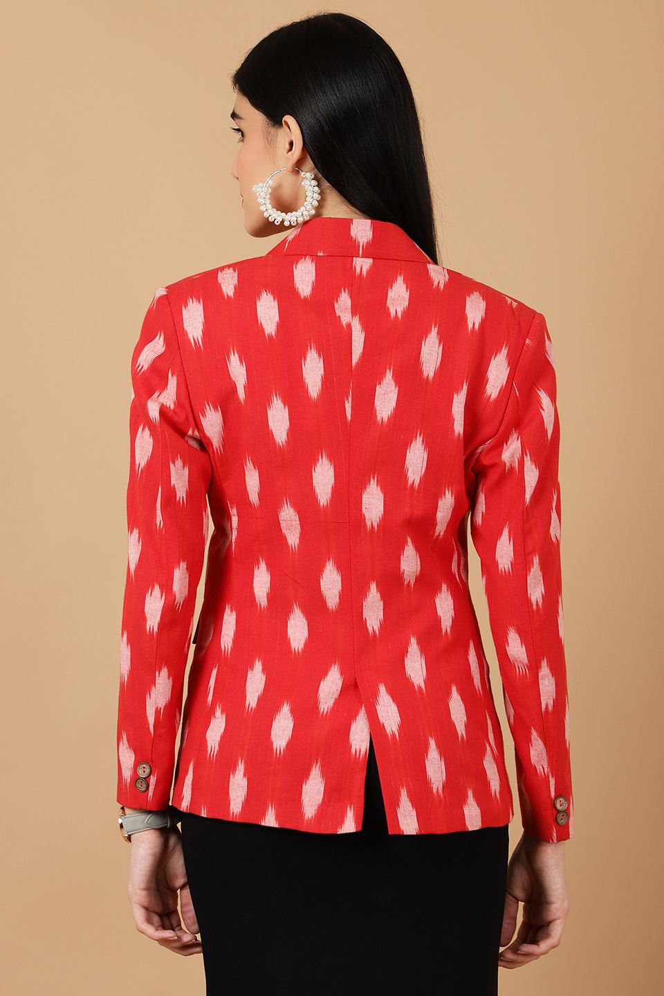 Ikat Red Cotton Blazer