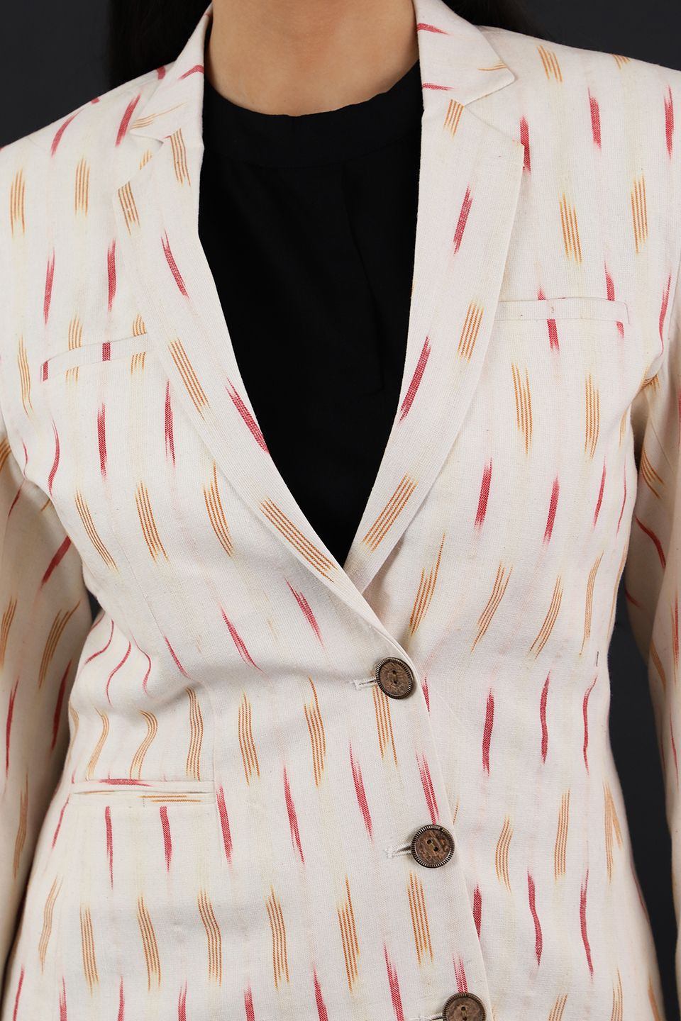 Ikat White Cotton Blazer