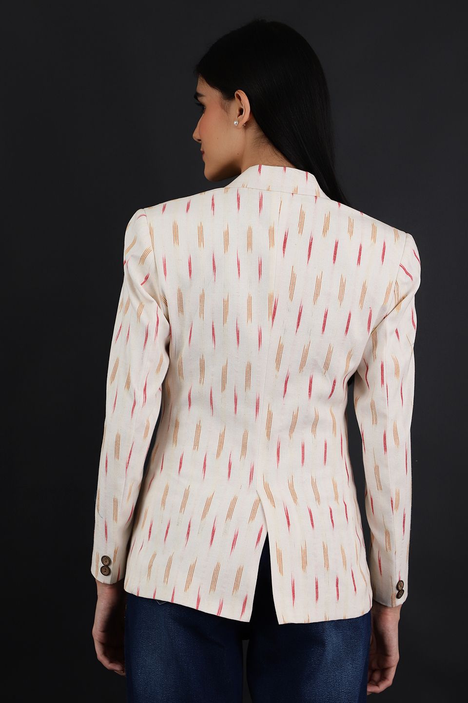 Ikat White Cotton Blazer