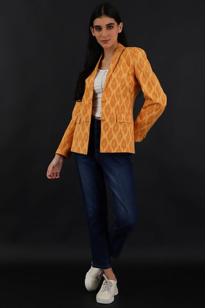 Ikat Yellow Cotton Blazer