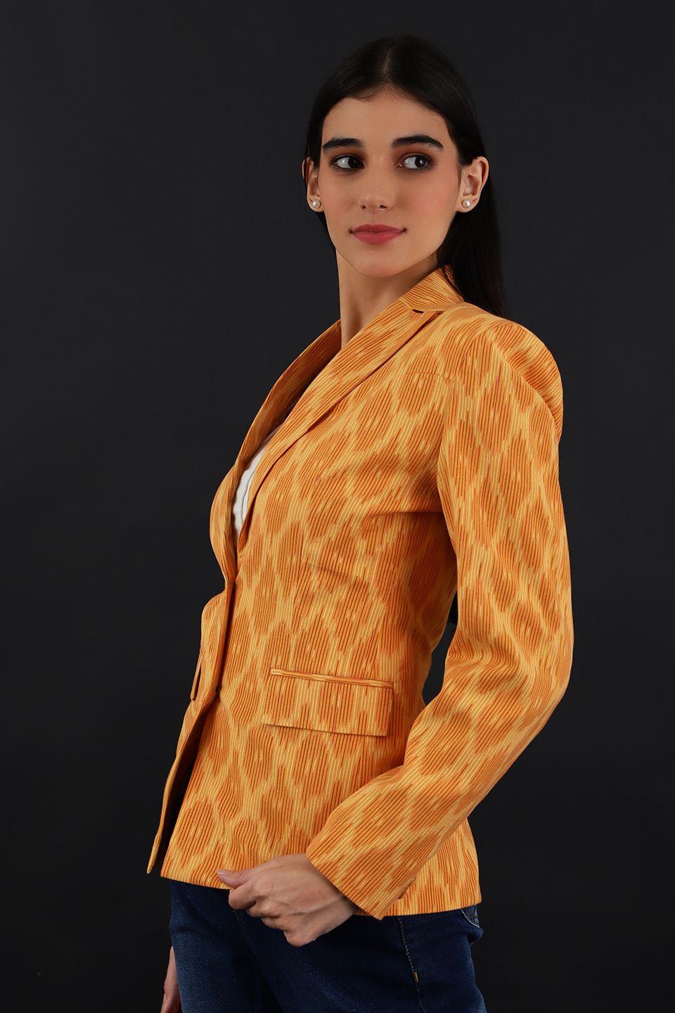 Ikat Yellow Cotton Blazer